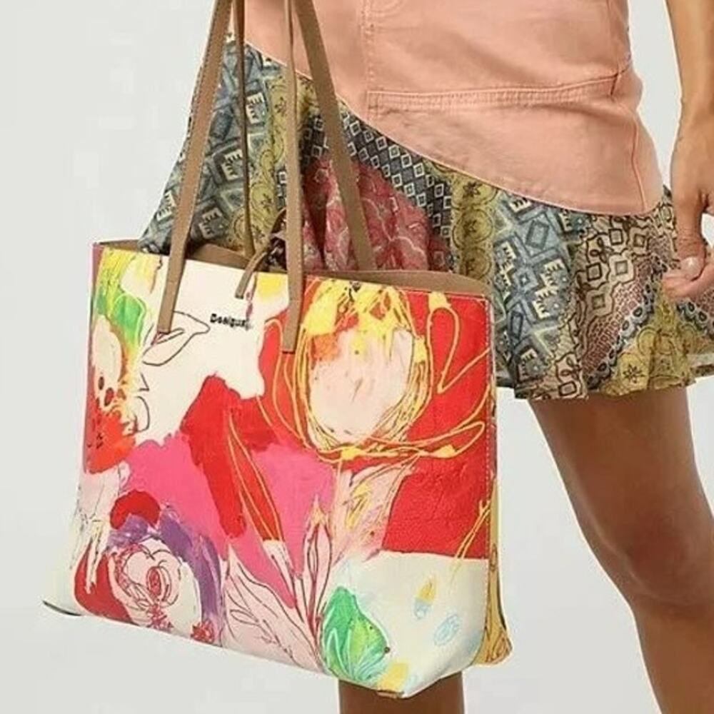 NWT Desigual Reversible Magic Flower Seattle Tote Bag